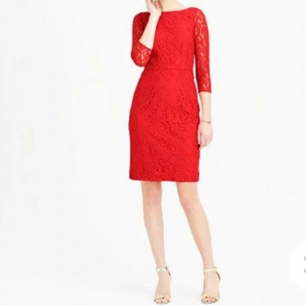 J.Crew NWT Lace Sheath Dress in Poppy